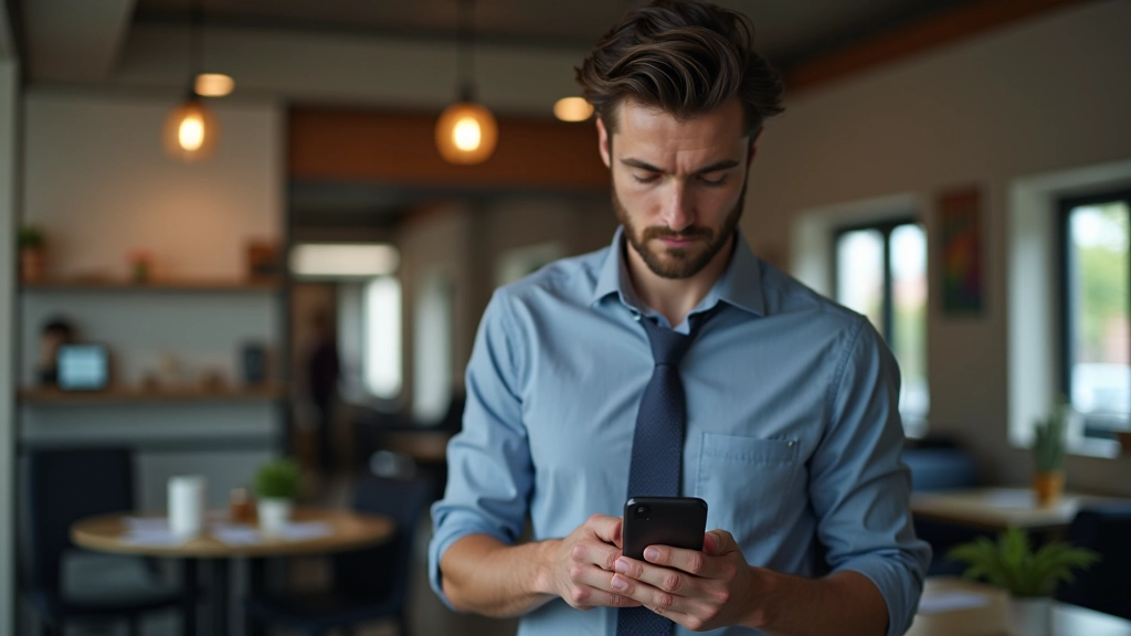 Jaunas verslininkas naudojantis mobilią programą, mažas verslas, skaitmeninė transformacija