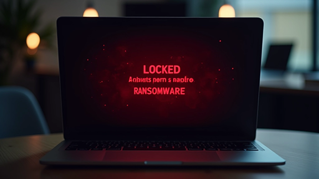 Kompiuterio ekrane rodomas ransomware užraktas su keičiančiu tekstu ir grėsmingu pranešimu apie atlygintą reikalavimą