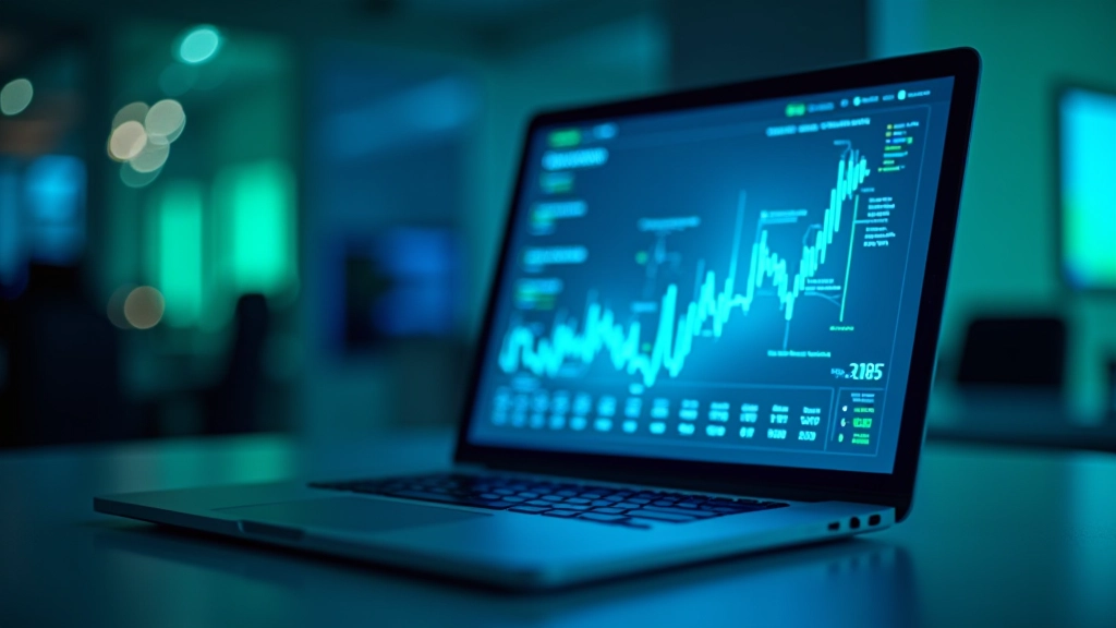Modernus fintech darbo aplinka su finansinio skydelio ekranu