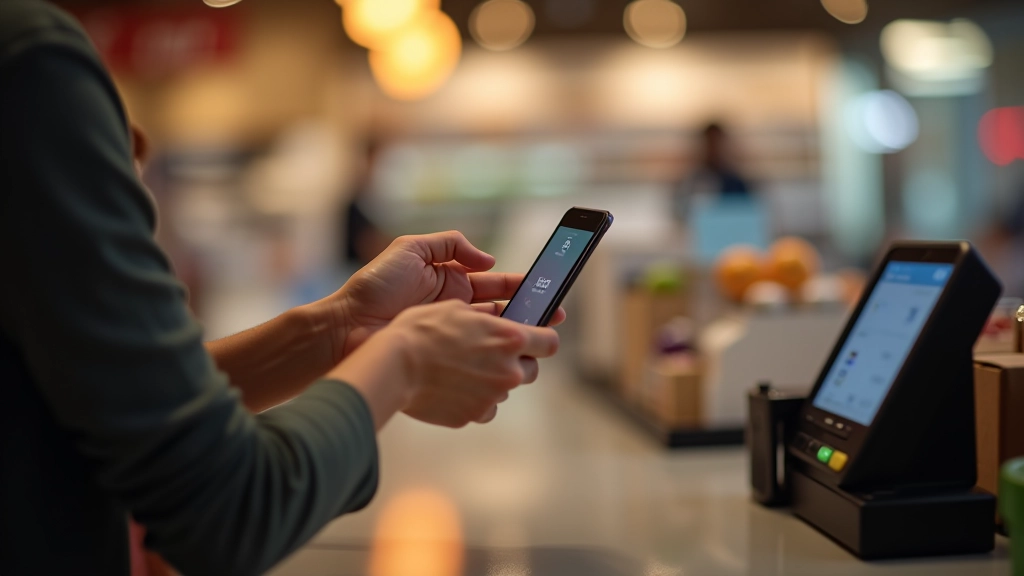 Saugus mobilaus mokėjimo pervedimas per NFC technologiją su žaliu patvirtinamuoju ženklu